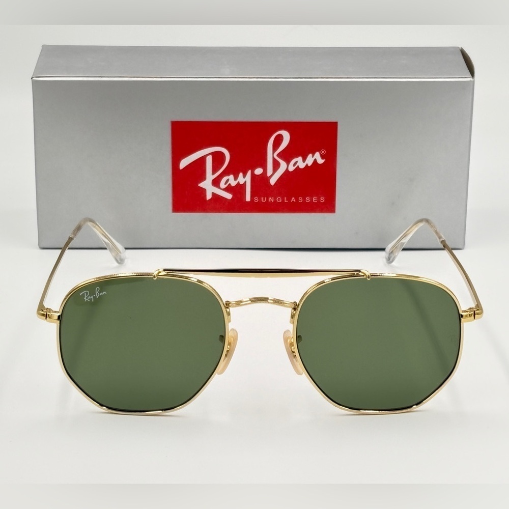 Ray-Ban Marshal Sunglasses Gold Hexagon Frame RB3648 001 54-21 Smoke Lens 343 - Picture 9 of 17